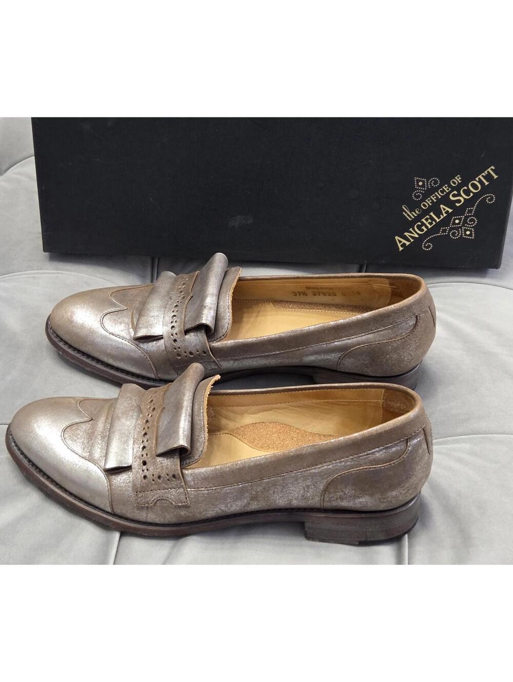 The Office Of Angela Scott Mr Dickey Metallic Brown Loafer Womens Shoes 37.5 7.5 - Picture 3 of 16